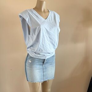 Babaton Light Blue V-Neck Women's Top